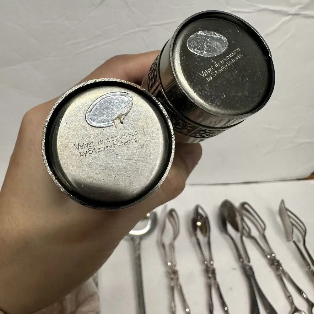 Vintage Silver Plated Italy China Scissor Spoon Fork Salad Server Utensils 11 Pc